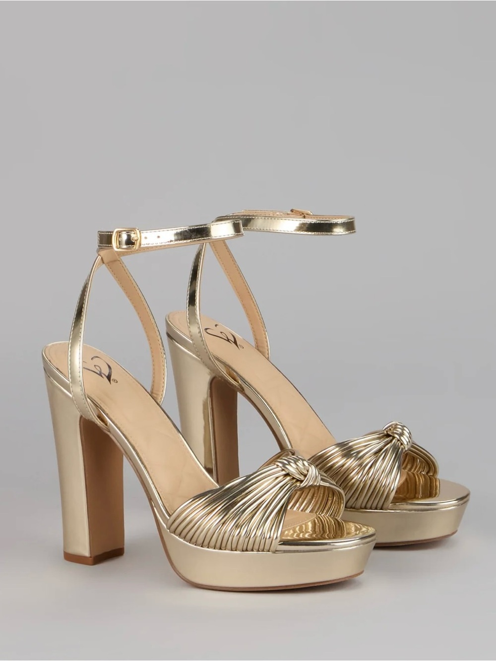 Metallic Gold Knotted Platform Sandals